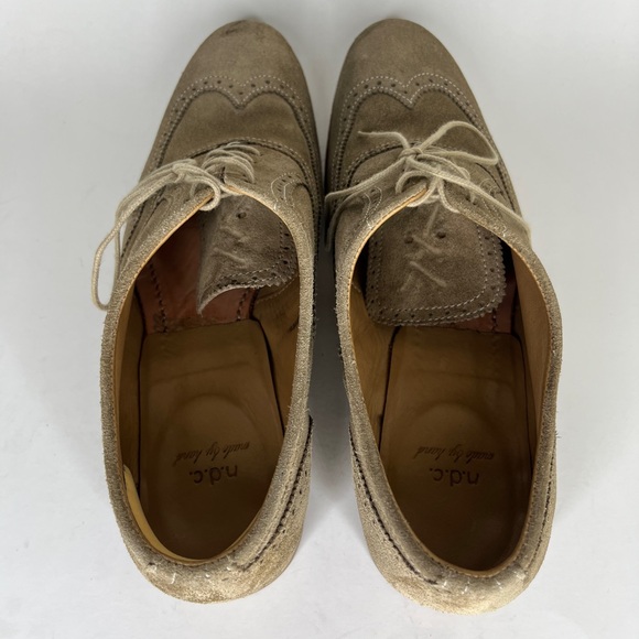 n.d.c. made by hand Shoes Oxfords Wing Tip Women Size 37.5 US 6.5 Brown Suede - Picture 11 of 16